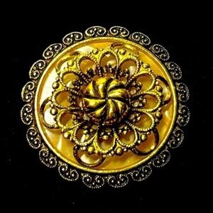 Vintage gold tone, scarf clip. Made in west germany filigree flower scarf clip